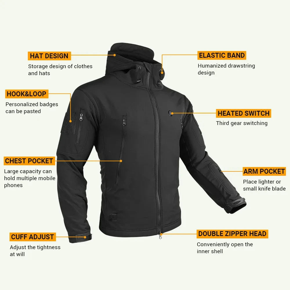 Heated Jacket Winter Heating Motorcycle Jacket USB Electric Heating Jackets Hooded Camping Warm Motorcycle Heated Clothes Skiing