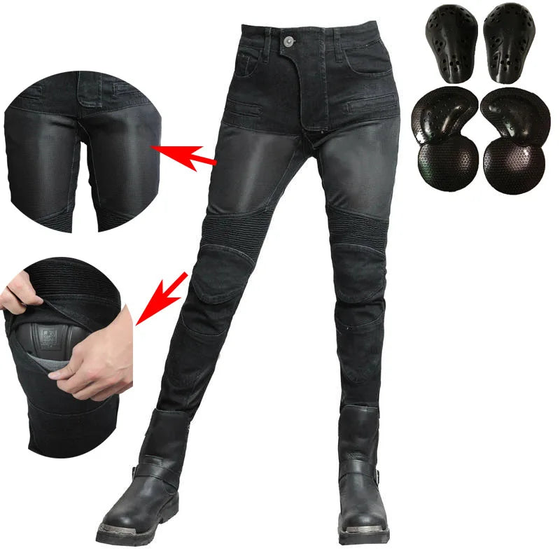 Motorcycle Pants Pantalon Moto Jeans PK719 Woman Boyfriends Motorcycle Leisure Women's Jeans Riding High Waist Jeans Gears