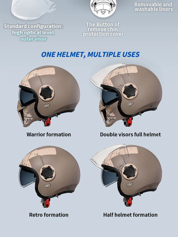 Cyril Full Face Open Face Motorbike Helmet DOT Certificates Men Women Safety Retro Combinable Motorcycle Helmets Capacetes