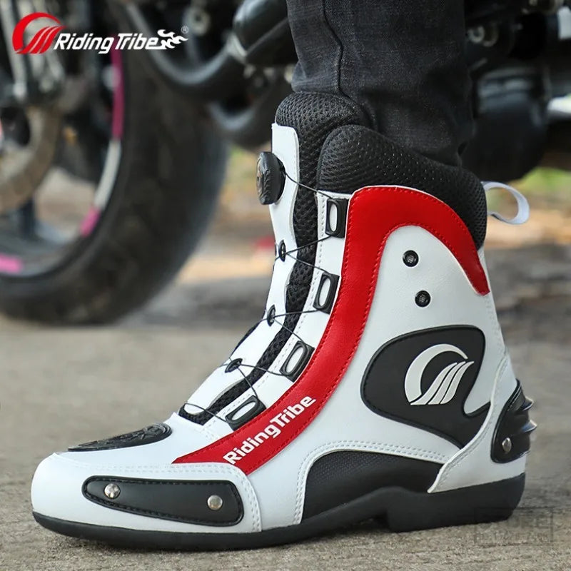 Motorcycle Racing Boots Professional SPEED Biker Shoes Motorbike Long Riding Protective Gear Shift Microfibe Leather boot