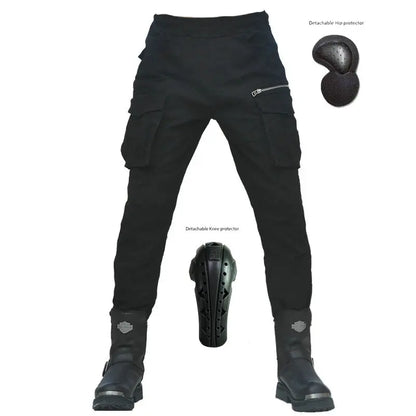 VOLERO's New Motorcycle Riding Pants Jeans Casual Multi-Pocket Small Foot Belt Protection Wear-Resistant Men and Women Racing