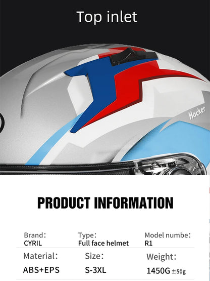 Cyril Full Face Helmet Motorcycle DOT Certified Safety Comfortable Breathable Sun Visor Racing Sports Helmets