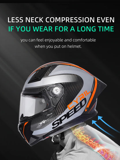 Cyril Carbon Fiber Motorcycle Helmet Four Seasons DOT Certified Safety Removeable Unisex Cool Full Face Motobike Casco Helmets