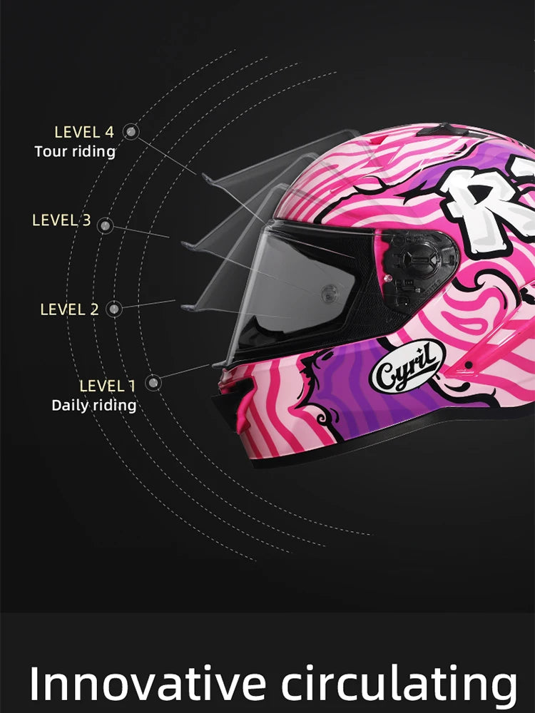 Cyril Full Face Helmet Motorcycle DOT Certified Safety Comfortable Breathable Sun Visor Racing Sports Helmets