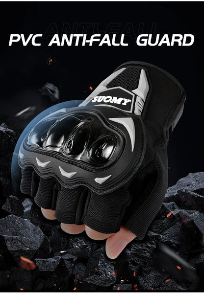 SUOMY Newest Half Finger Motorcycle Gloves Summer Bicycle Cycling Gloves Hard Shell Protective Dirt Bike Riding Glove Fingerless