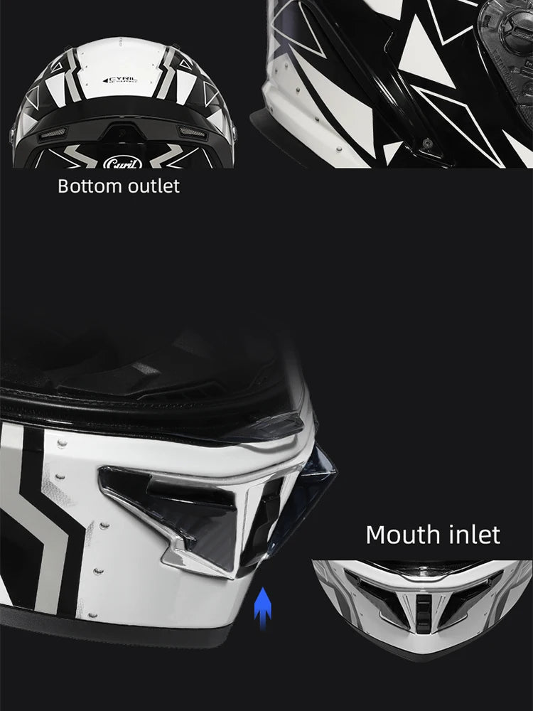 Cyril Full Face Helmet Motorcycle DOT Certified Safety Comfortable Breathable Sun Visor Racing Sports Helmets