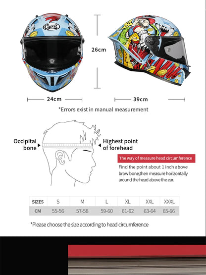 Cyril Full Face Helmet Motorcycle DOT Certified Safety Comfortable Breathable Sun Visor Racing Sports Helmets