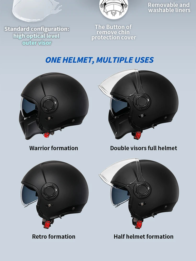 Cyril Full Face Open Face Motorbike Helmet DOT Certificates Men Women Safety Retro Combinable Motorcycle Helmets Capacetes