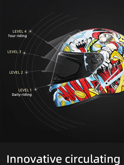 Cyril Full Face Helmet Motorcycle DOT Certified Safety Comfortable Breathable Sun Visor Racing Sports Helmets