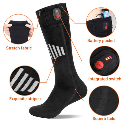 65℃ Heated Socks Winter Motorcycle Outdoor Heated Boots Warmth 5000mAh USB Rechargeable Heating Socks Snowmobile Skiing Sock