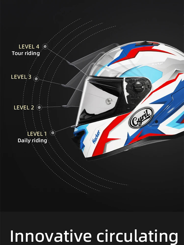 Cyril Full Face Helmet Motorcycle DOT Certified Safety Comfortable Breathable Sun Visor Racing Sports Helmets