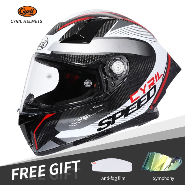 Cyril Carbon Fiber Motorcycle Helmet Four Seasons DOT Certified Safety Removeable Unisex Cool Full Face Motobike Casco Helmets