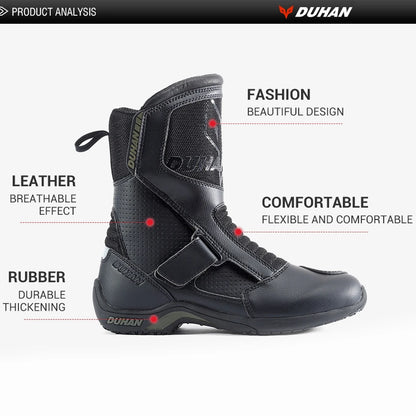 DUHAN Motorcycle Boots Men Botas Moto Superfiber Motorcycle Road Racing Shoe Moto Motocross Boots Bota Casual Street Boots