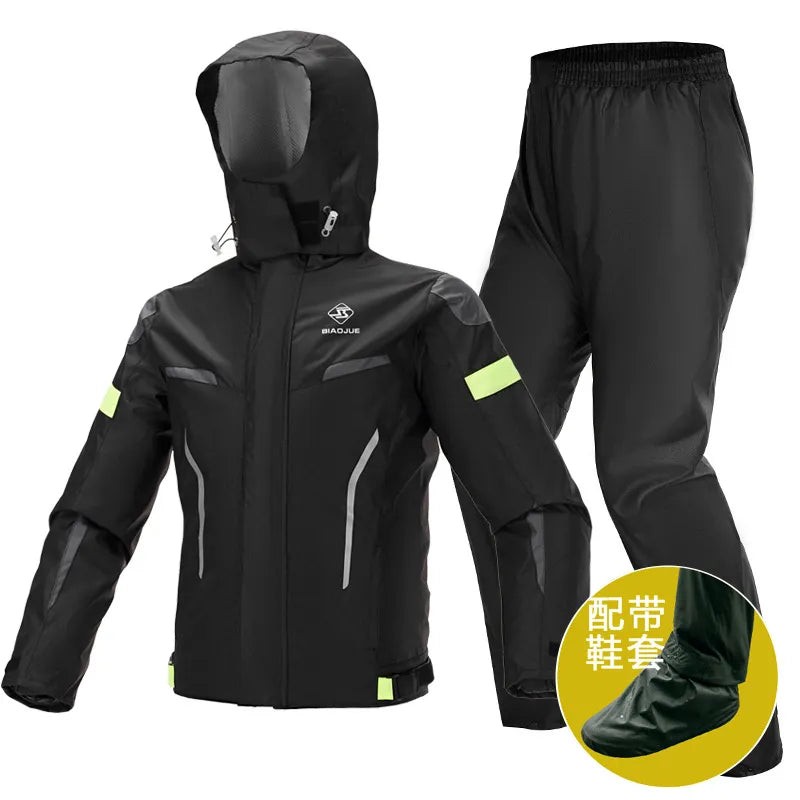 Motorcycle Raincoat Suit Men's Rainproof Thickened plus-Sized Riding Full Body Split Single Raincoat Rain Pants Suit