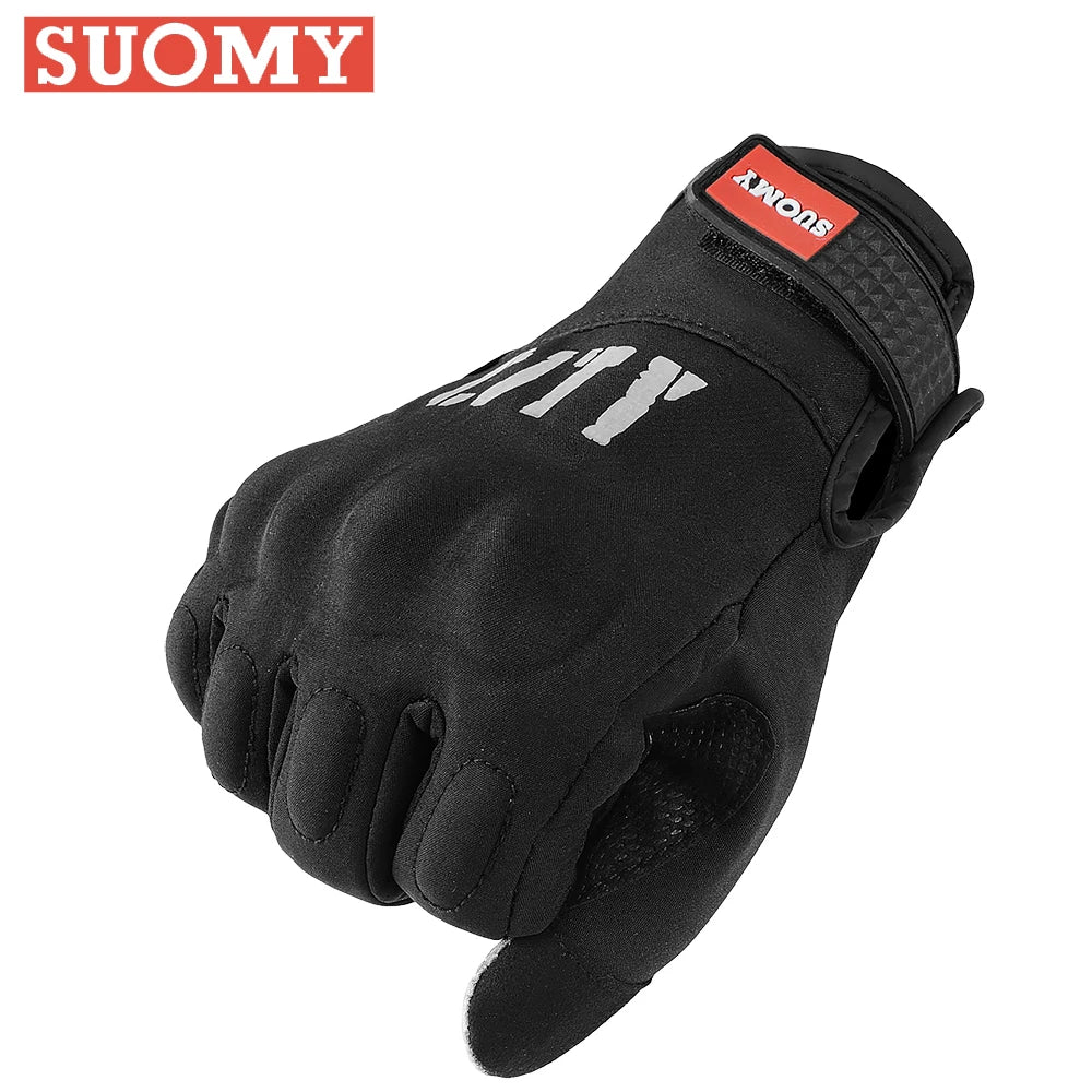 Suomy Black City Winter Gloves Two-finger Touchscreen Waterproof Short Motorcycle Gloves Racing Motocross/Motorbike Glove Riders