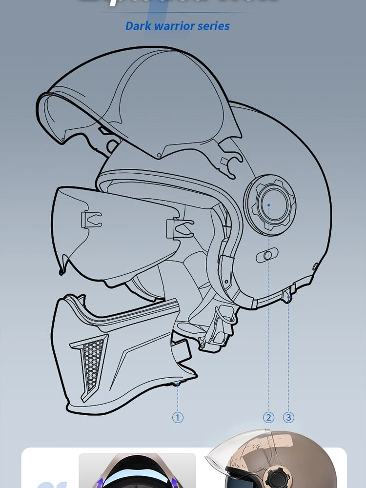 Cyril Full Face Open Face Motorbike Helmet DOT Certificates Men Women Safety Retro Combinable Motorcycle Helmets Capacetes