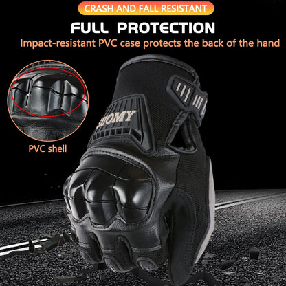 SUOMY Summer Motorcycle Gloves Non-Slip Touchscreen Motocross Glove Breathable PVC Full Knuckle Finger Protective Wear Resistant