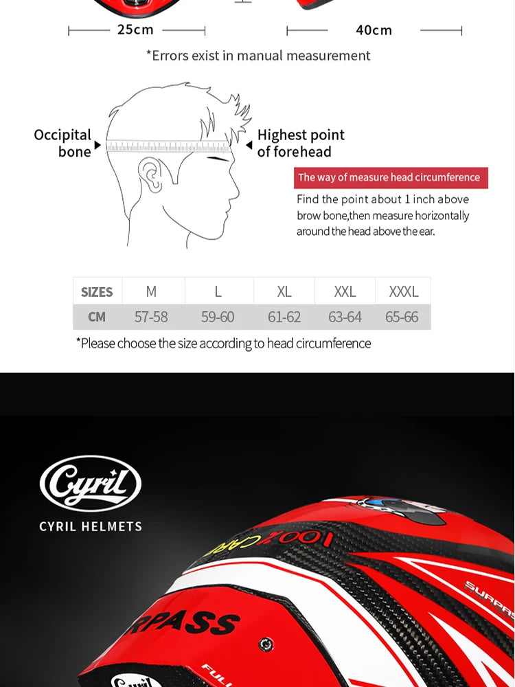 Cyril Carbon Fiber Motorcycle Helmet Four Seasons DOT Certified Safety Removeable Unisex Cool Full Face Motobike Casco Helmets