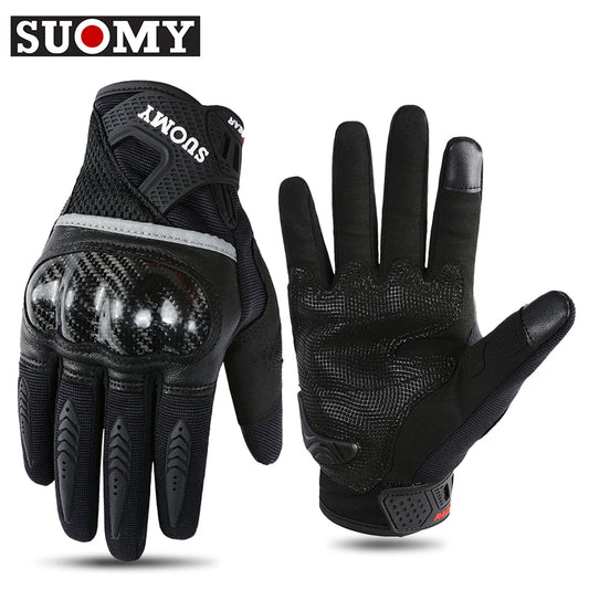 SUOMY Motorcycle Gloves Touchscreen Motocross Gloves Anti-Drop Breathable Moto Gloves Carbon Fiber Shell Protection Reflective