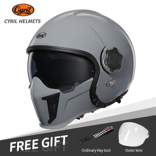 Cyril Full Face Open Face Motorbike Helmet DOT Certificates Men Women Safety Retro Combinable Motorcycle Helmets Capacetes