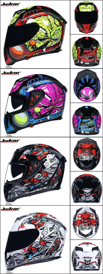 Full Face Motorcycle Helmet Washable Lining with Dual Lens Stylish Fast Release Racing Helmet Casco Casque Moto DOT Approved