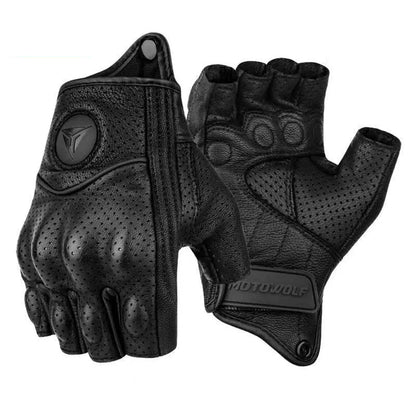 Summer Motorcycle Fingerless Gloves Accessories Goatskin Leather Half Finger Gloves Motocross Gant Moto Guantes Moto Verano