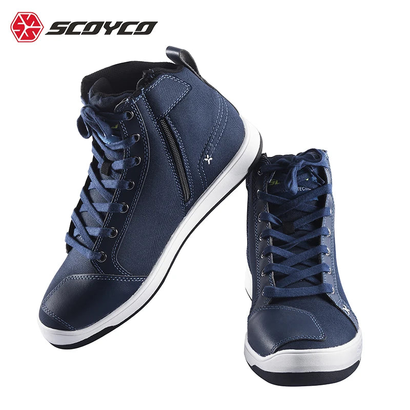 SCOYCO Motorcycle Riding Shoes Casual Commuter Boots Protective Fall Resistant Wear Boots Four Seasons Men's Riding Shoes