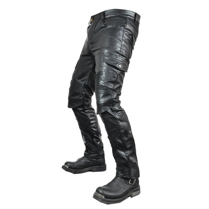 NEW Motorcycle Riding Jeans Motocross Racing Pants PU Leather Biker Trousers Waterproof Windproof Men With 4 X CE Knee Hip Pad