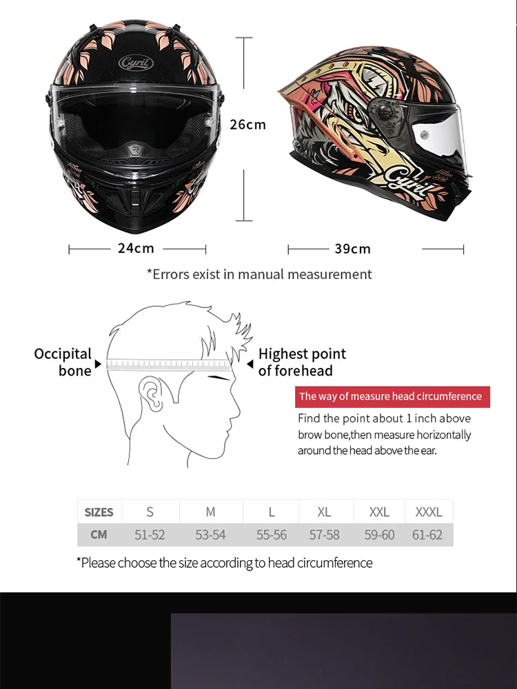 Cyril Full Face Helmet Motorcycle DOT Certified Safety Comfortable Breathable Sun Visor Racing Sports Helmets