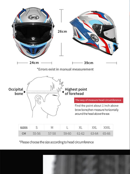 Cyril Full Face Helmet Motorcycle DOT Certified Safety Comfortable Breathable Sun Visor Racing Sports Helmets