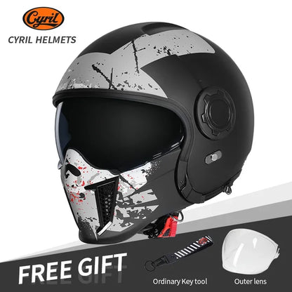 Cyril Full Face Open Face Motorbike Helmet DOT Certificates Men Women Safety Retro Combinable Motorcycle Helmets Capacetes