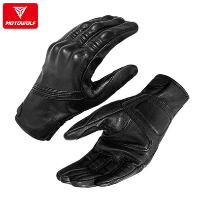 Motorcycle Real Leather Gloves Waterproof Windproof Winter Warm Summer Breathable Touch Operate Guantes Moto Fist Palm Protect