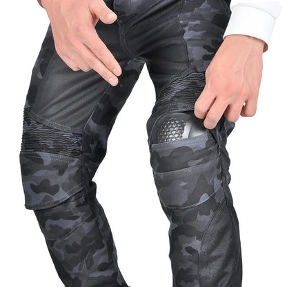 VOLERO Retro Motocross Pants Multi Pocket Camouflage Motorcycle Pants Windproof Moto Cargo Pants Removable Protective Gear