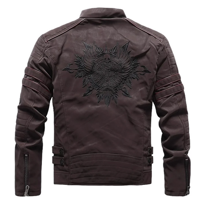 Winter Leather Jacket Fleece Warm Causal Motorcycle Embroidery PU Coats Fashion Multi-pocket Vintage Outwear Male Autumn Jackets