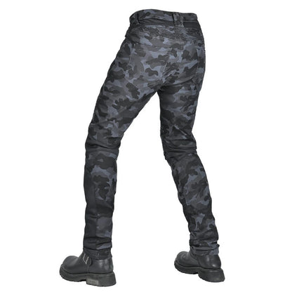 VOLERO Retro Motocross Pants Multi Pocket Camouflage Motorcycle Pants Windproof Moto Cargo Pants Removable Protective Gear