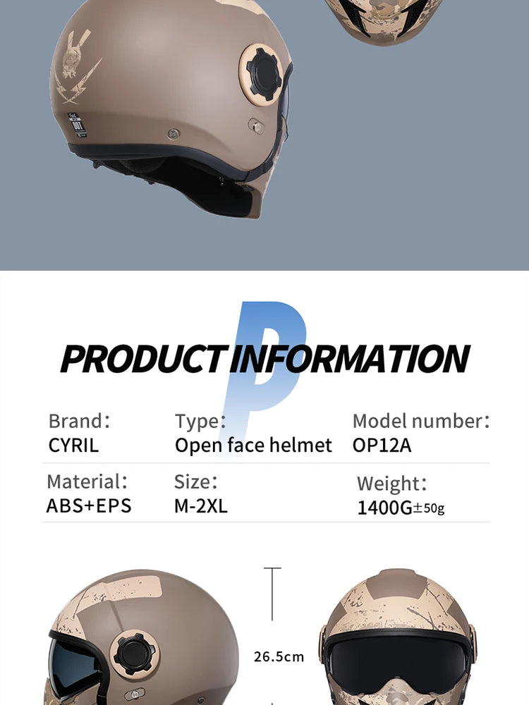 Cyril Full Face Open Face Motorbike Helmet DOT Certificates Men Women Safety Retro Combinable Motorcycle Helmets Capacetes