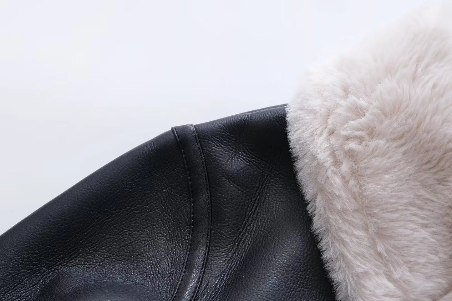 Fitaylor New Autumn Winter Women High Streetwear Thick Warm Faux Leather Lamb Fur Jacket Lady Fashion Casual Moto Biker Pu Coats