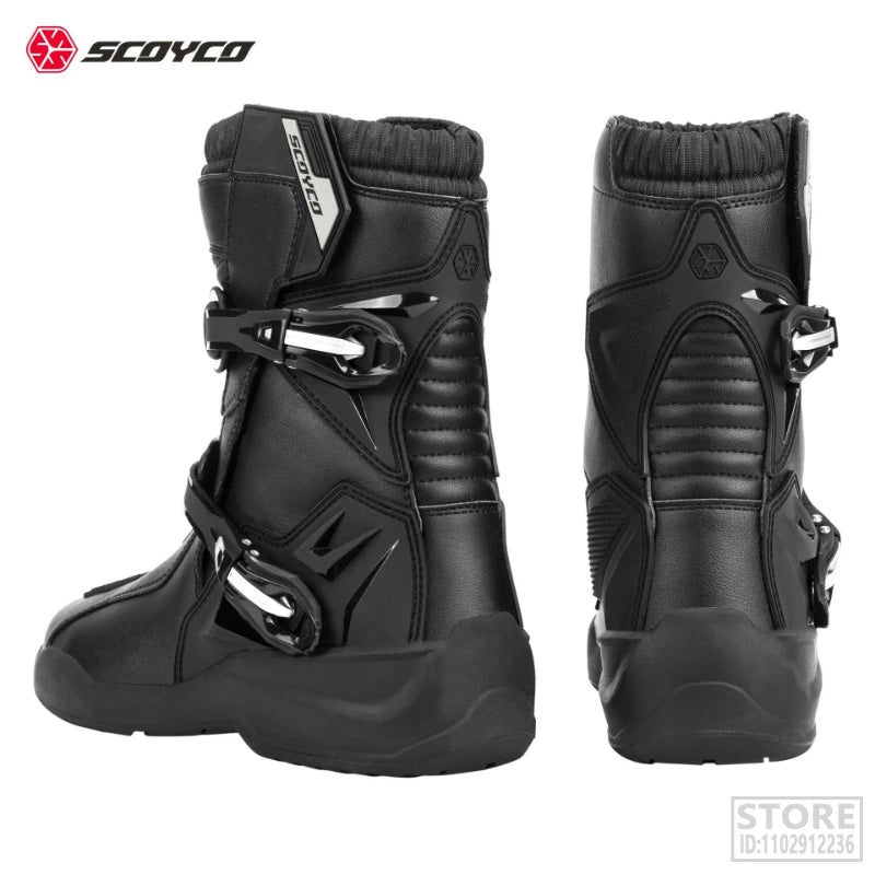 Scoyco Waterproof Leather Brown Motorcycle Boots Men Women Retro Bike Boots Anti-slip Cafe Racer Shoes Riding Protective Gear