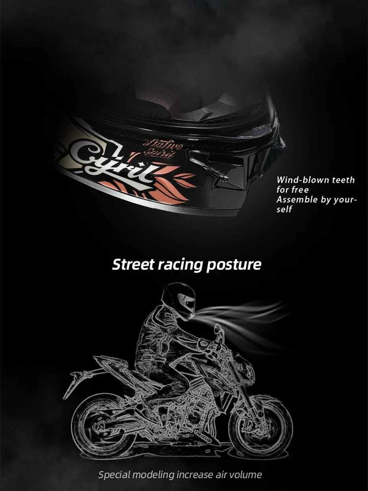 Cyril Full Face Helmet Motorcycle DOT Certified Safety Comfortable Breathable Sun Visor Racing Sports Helmets