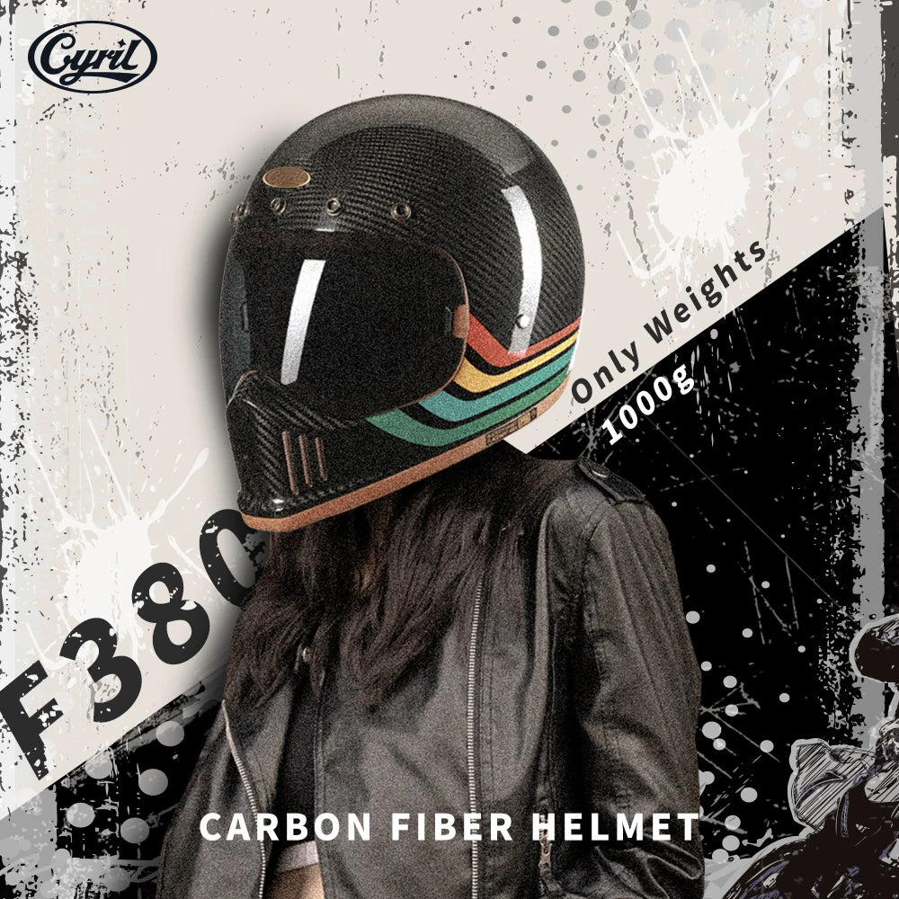 Full Face Motorcycle Helmet Lightweight Carbon fiber Helmet Racing for Men Women DOT Ece-R22/05 Approved CYRIL FF380