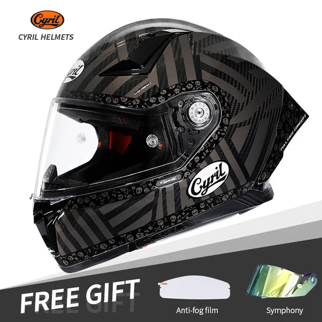 Cyril Carbon Fiber Motorcycle Helmet Four Seasons DOT Certified Safety Removeable Unisex Cool Full Face Motobike Casco Helmets