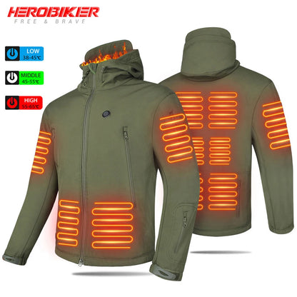 Heated Jacket Winter Heating Motorcycle Jacket USB Electric Heating Jackets Hooded Camping Warm Motorcycle Heated Clothes Skiing