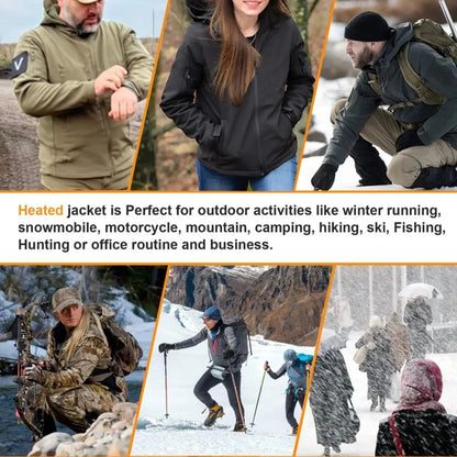 Heated Jacket Winter Heating Motorcycle Jacket USB Electric Heating Jackets Hooded Camping Warm Motorcycle Heated Clothes Skiing