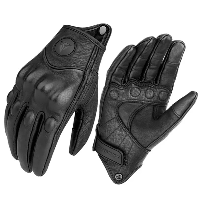 Genuine Leather Motorcycle Gloves Winter Moto Gloves Men Summer Goatskin Motorbike Touch Screen Fist Joint Protect Guantes