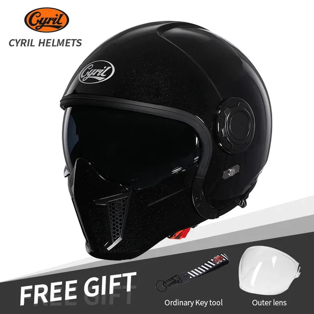 Cyril Full Face Open Face Motorbike Helmet DOT Certificates Men Women Safety Retro Combinable Motorcycle Helmets Capacetes