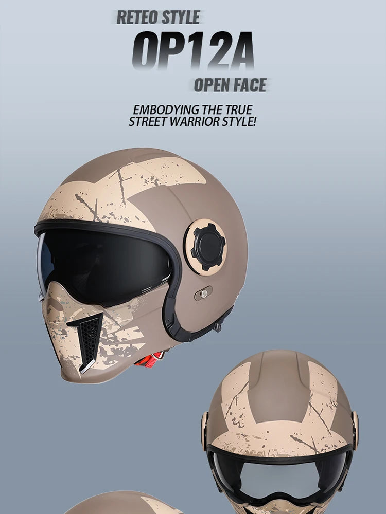 Cyril Full Face Open Face Motorbike Helmet DOT Certificates Men Women Safety Retro Combinable Motorcycle Helmets Capacetes