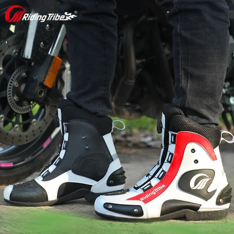 Motorcycle Racing Boots Professional SPEED Biker Shoes Motorbike Long Riding Protective Gear Shift Microfibe Leather boot