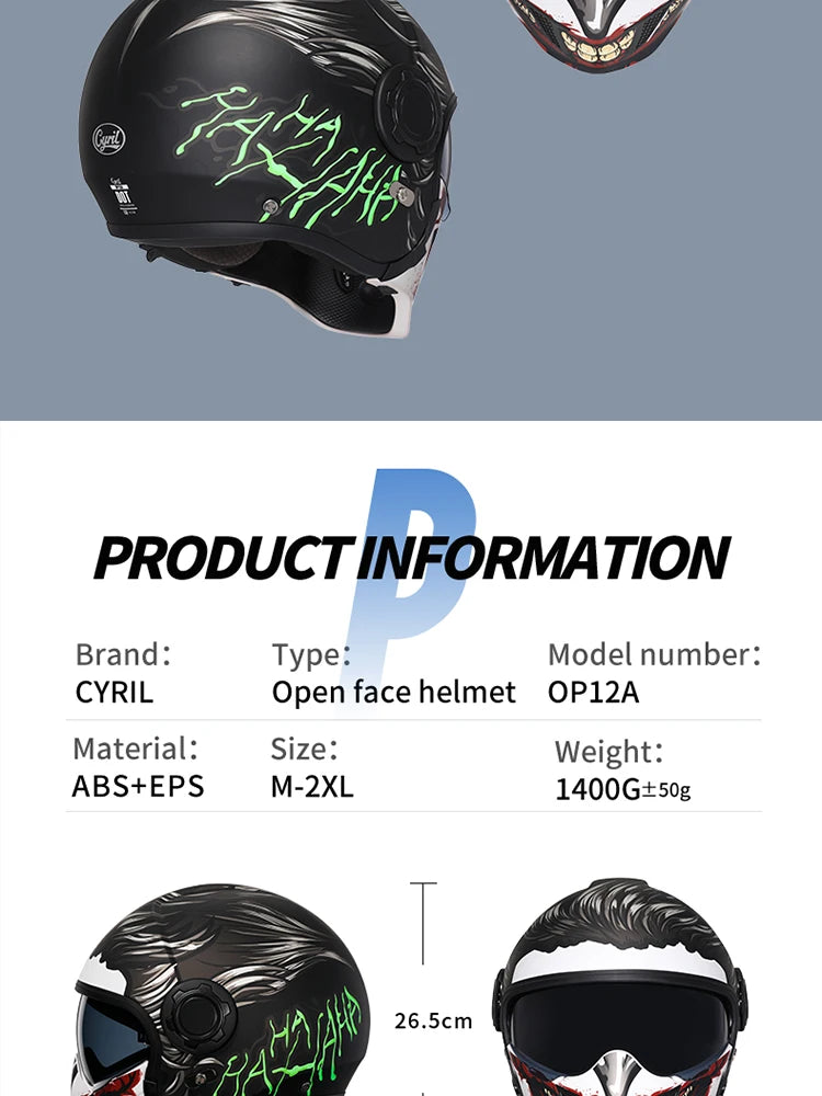 Cyril Full Face Open Face Motorbike Helmet DOT Certificates Men Women Safety Retro Combinable Motorcycle Helmets Capacetes