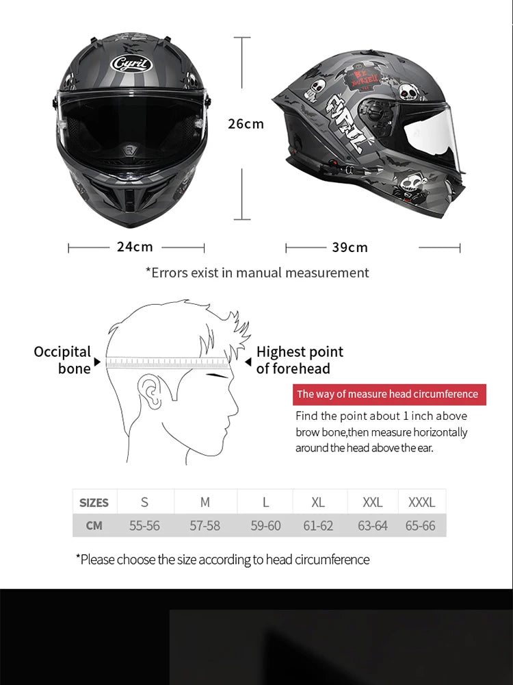 Cyril Full Face Helmet Motorcycle DOT Certified Safety Comfortable Breathable Sun Visor Racing Sports Helmets