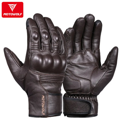 Motorcycle Real Leather Gloves Waterproof Windproof Winter Warm Summer Breathable Touch Operate Guantes Moto Fist Palm Protect